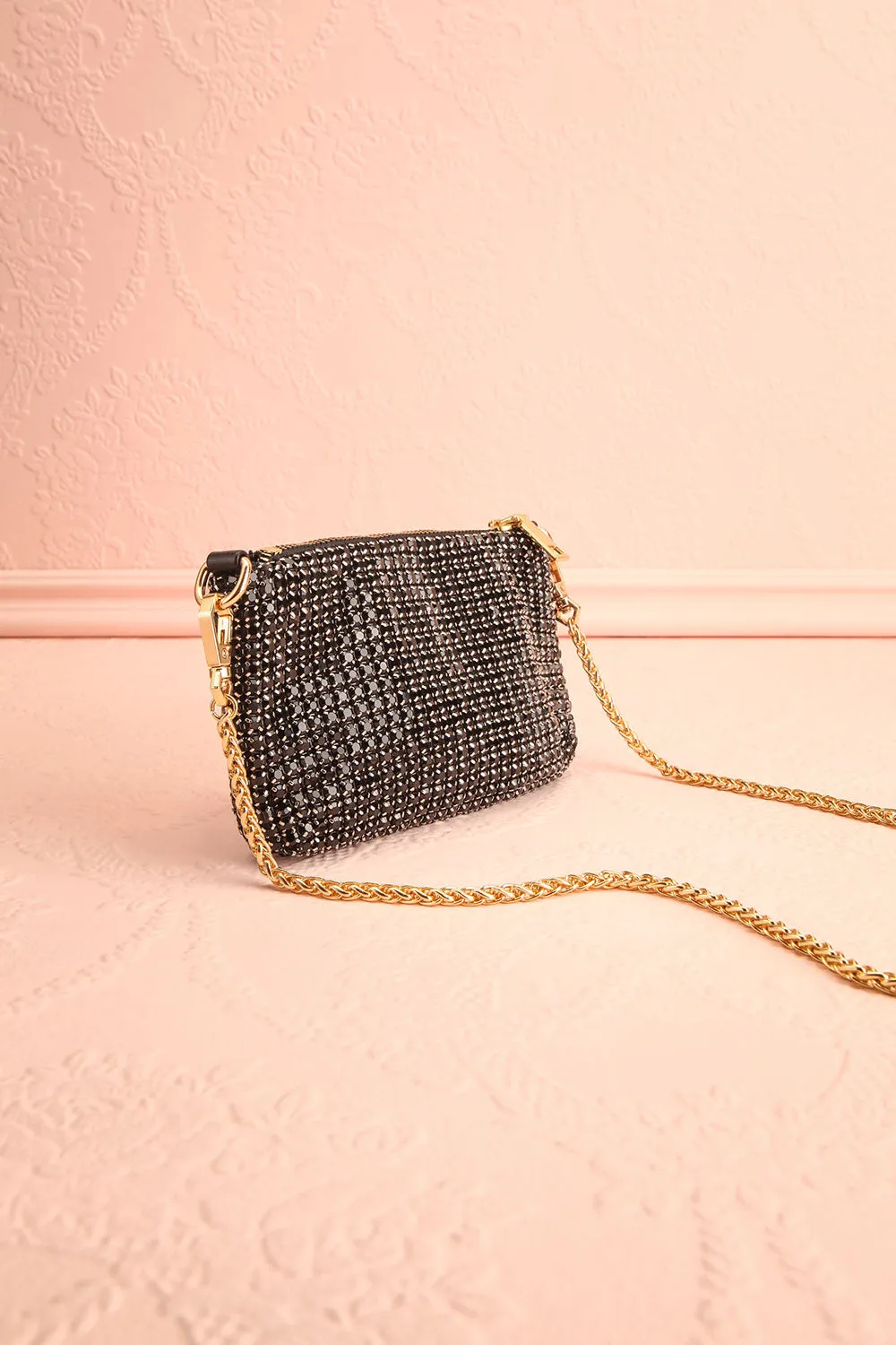 A La Brunante Black | Crystal Clutch Bag