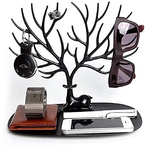 ABS Plastic Little Deer Accessories Creative Sika Deer Tree Tray Display Stand Holder Organizer, Jewelry Rack, Key Holder