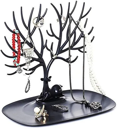 ABS Plastic Little Deer Accessories Creative Sika Deer Tree Tray Display Stand Holder Organizer, Jewelry Rack, Key Holder