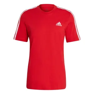 adidas Essentials 3 Stripes Tee - Mens - Scarlet