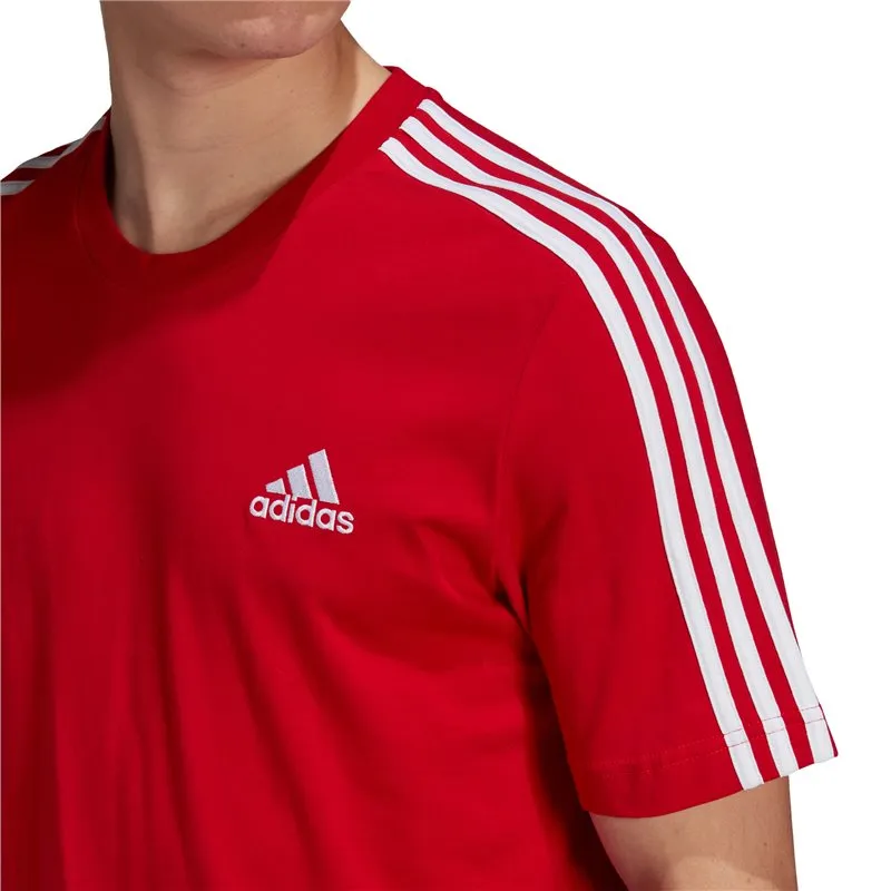 adidas Essentials 3 Stripes Tee - Mens - Scarlet