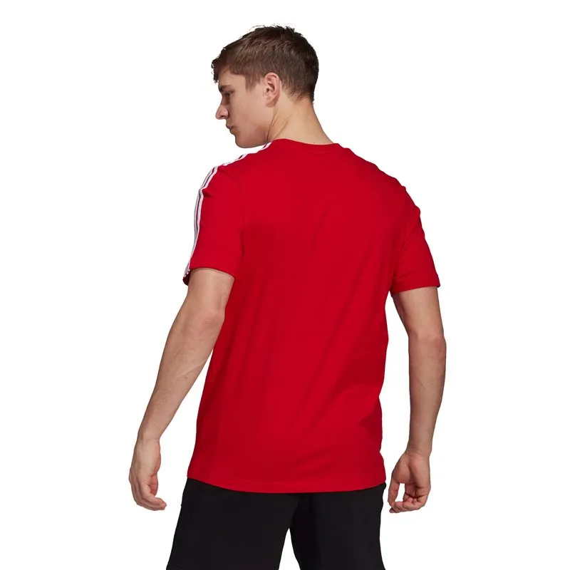 adidas Essentials 3 Stripes Tee - Mens - Scarlet