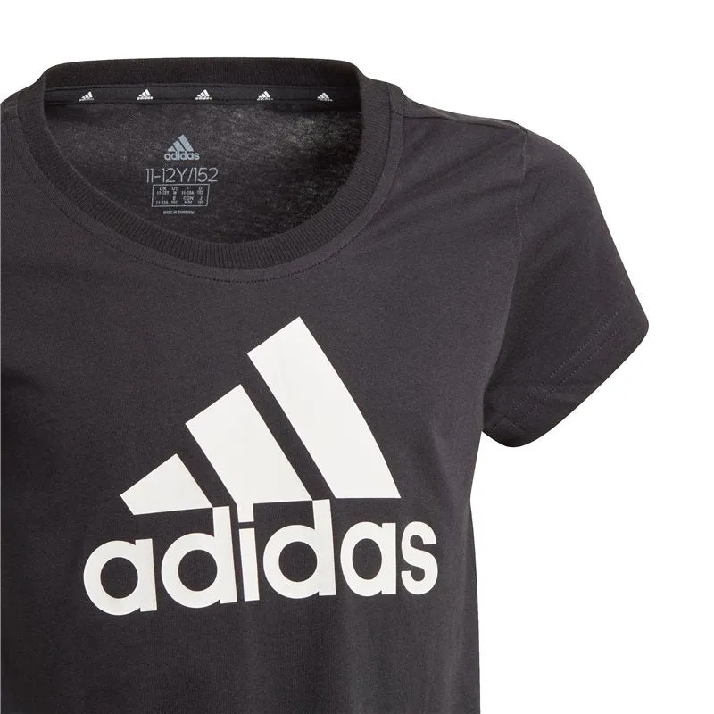 adidas Essentials Big Logo Tee - Girls - Black White