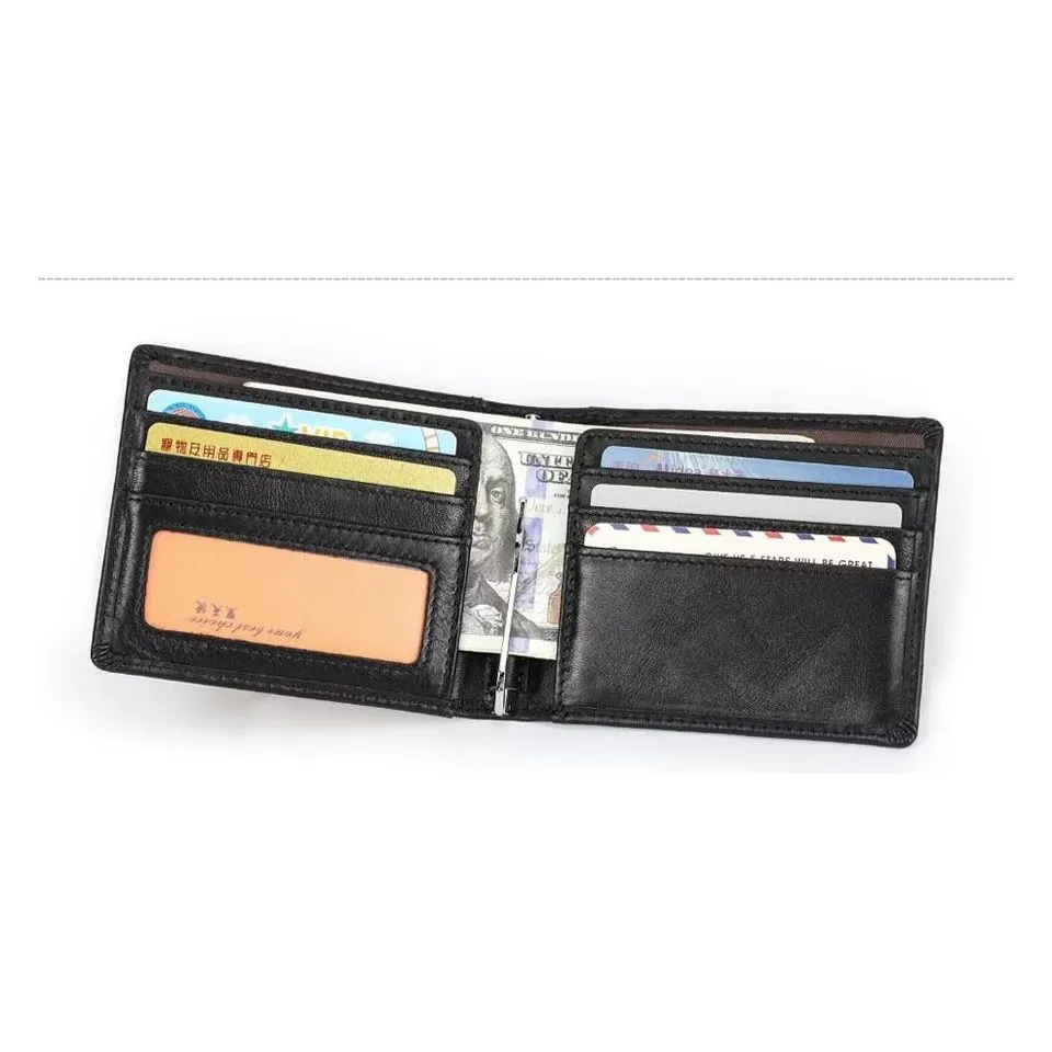 AlliChic Cowhide Short Zipper Clutch Wallet