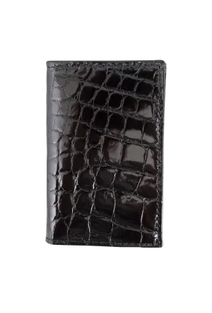 Alligator Gusseted Black Card Case