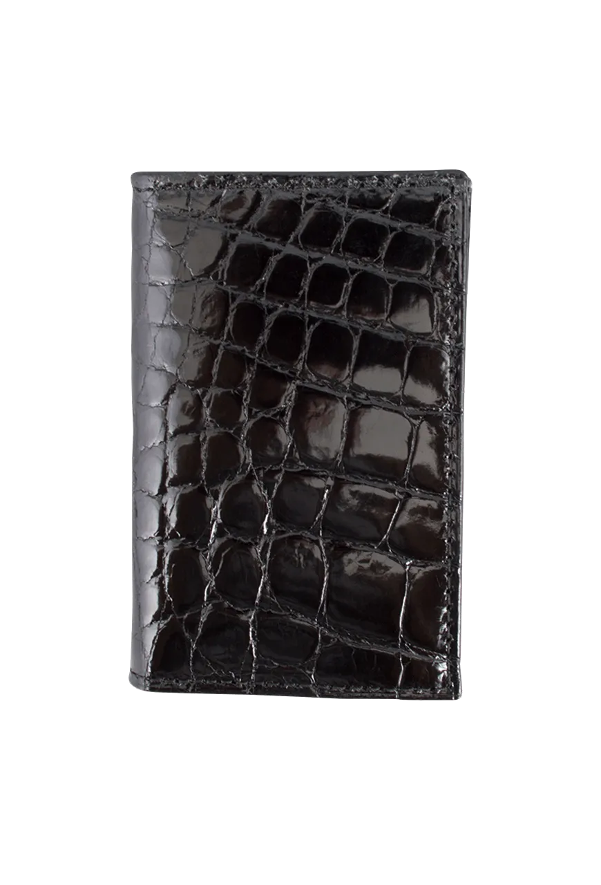 Alligator Gusseted Black Card Case