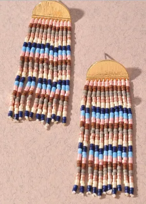 Bergamo Beaded Fringe Earrings-Blush/Multi