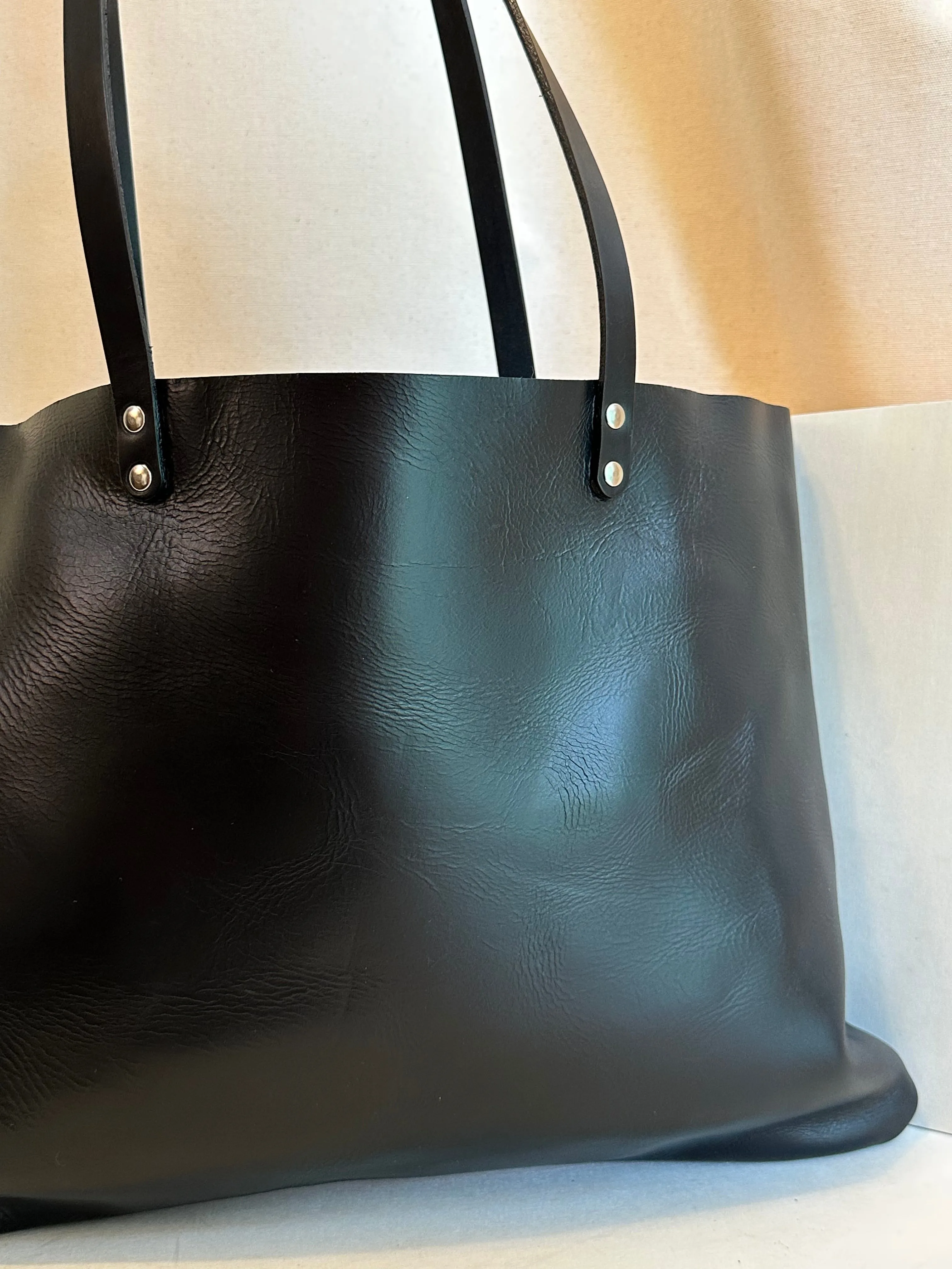 Black Portfolio Leather Tote Bag