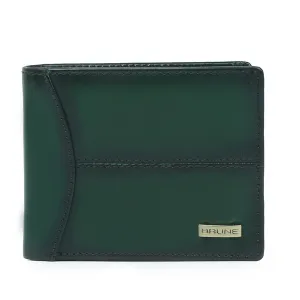 Brune Green Hand Painted Leather Wallet  In Compact Size For Men