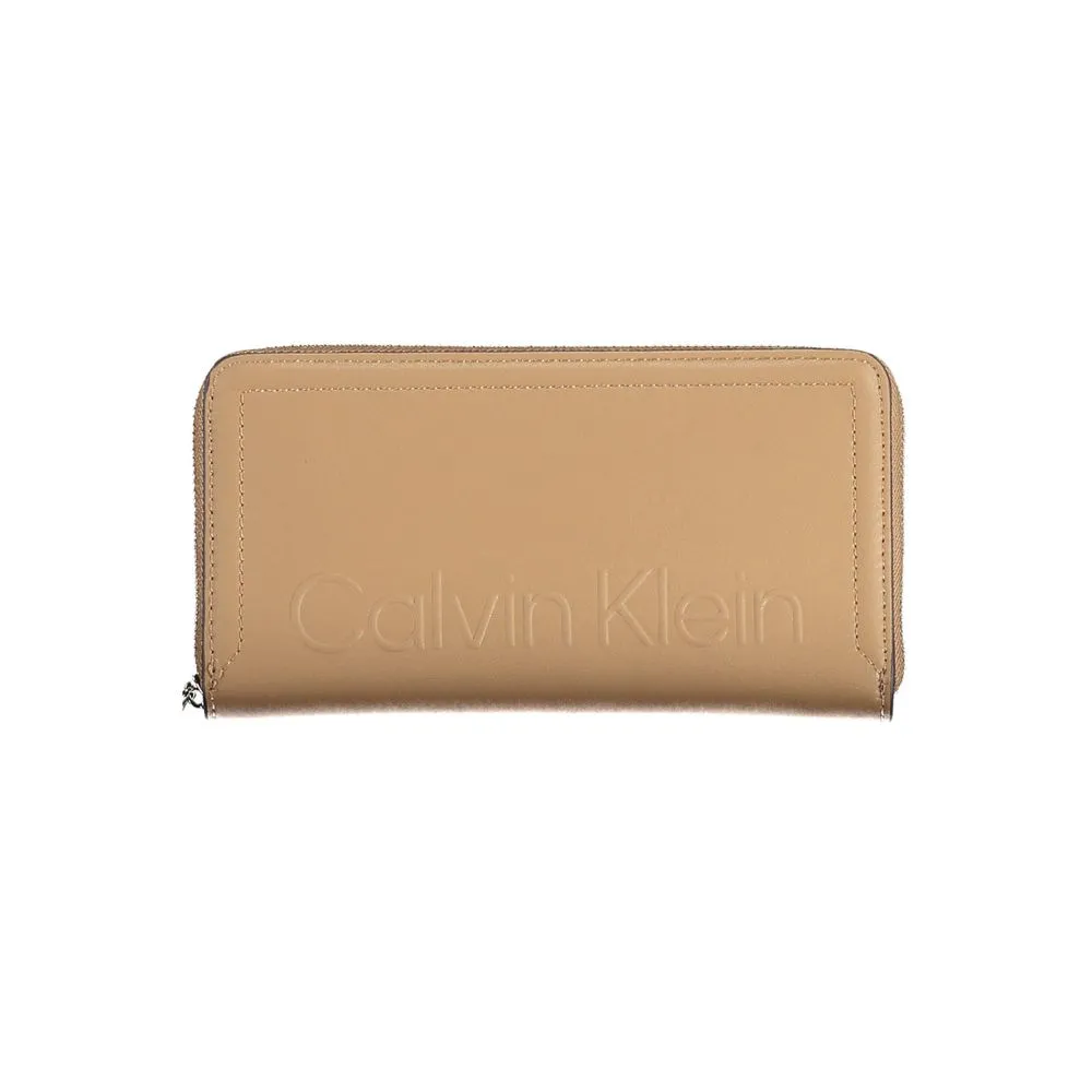 Calvin Klein Elegant Brown Wallet with RFID Lock and Zip Closure