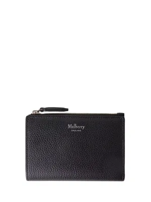 Continental Bifold Zipped Wallet Black Small Classic Grain