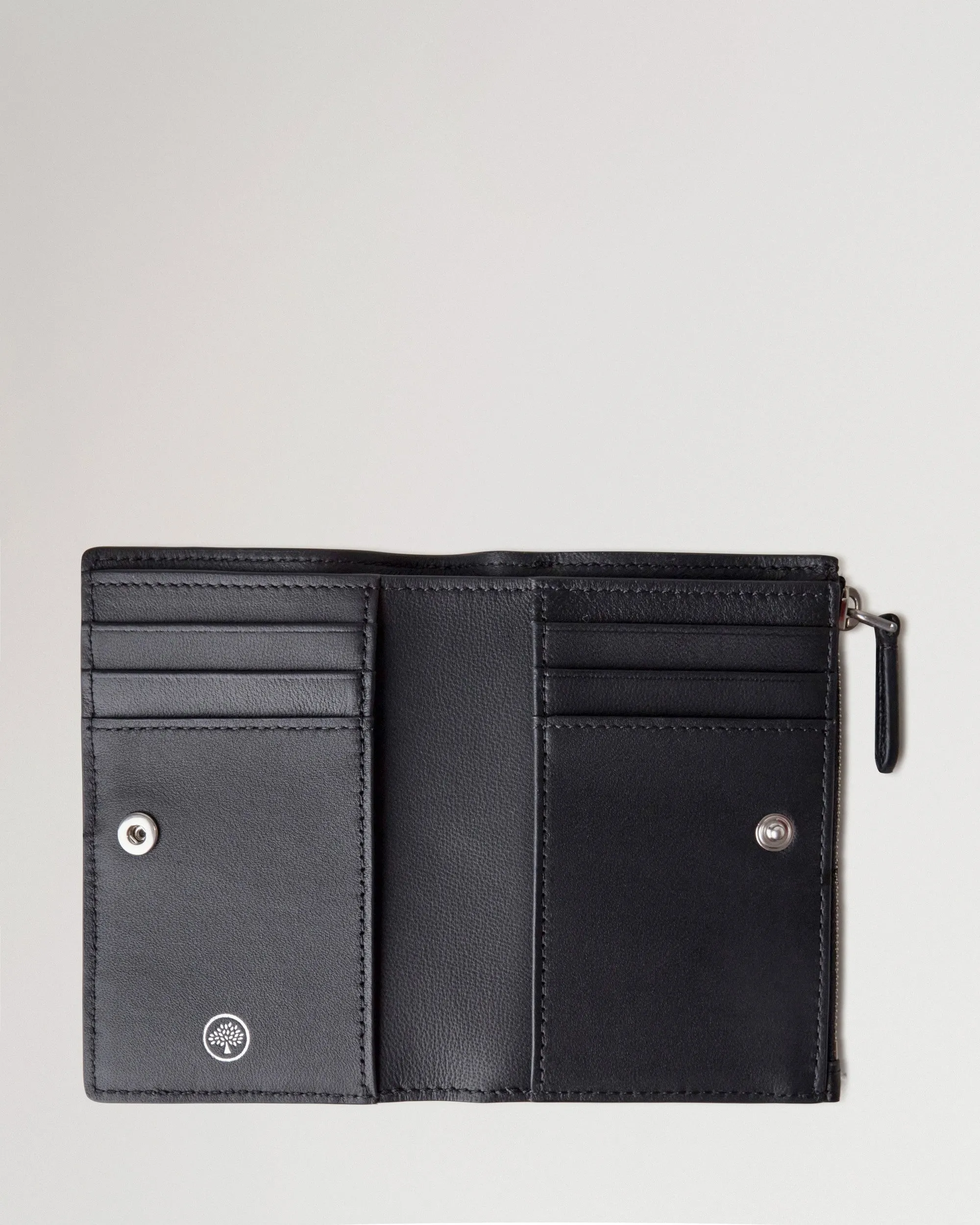 Continental Bifold Zipped Wallet Black Small Classic Grain