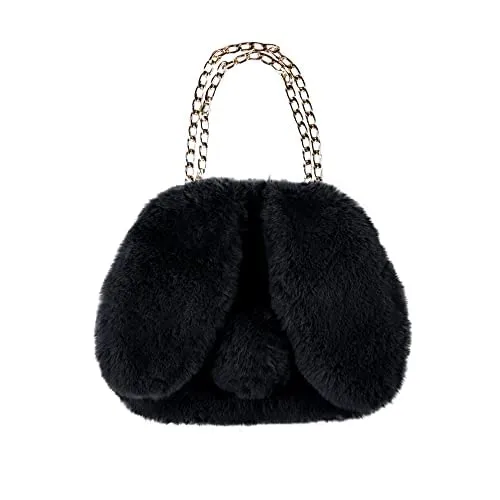 Crossbody Bags for Women Faux Fur Bunny Shoulder Bag Small Cute Purse for Girls