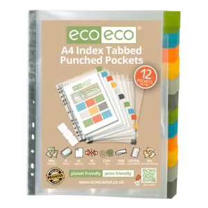 Eco Eco A4 Index Tabbed Punched 12 Pockets