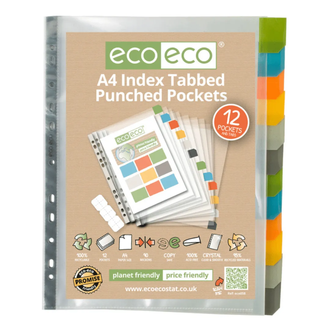 Eco Eco A4 Index Tabbed Punched 12 Pockets