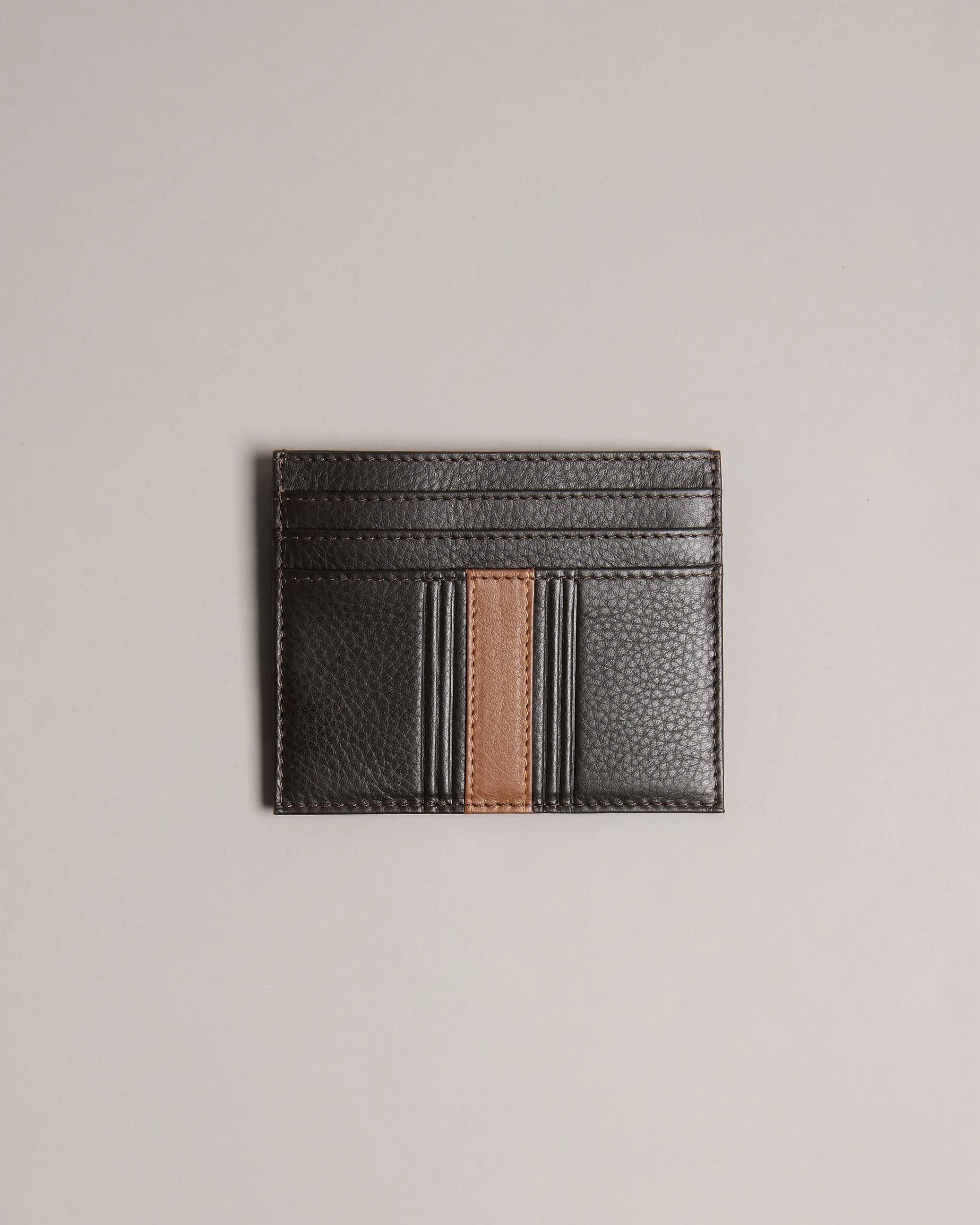 Evet Striped Card Holder Brn-Choc