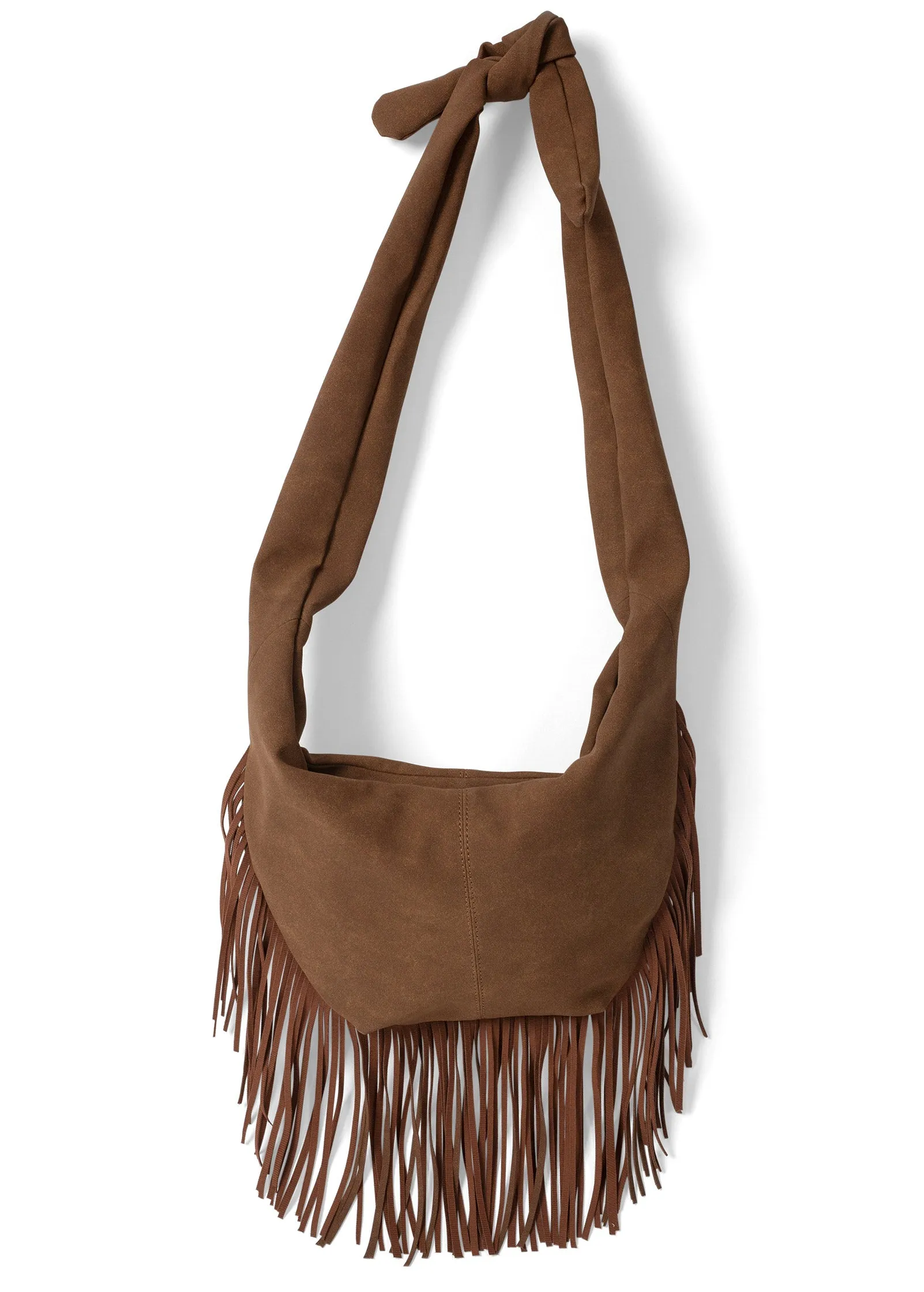 Faux Suede Adjustable Strap Shoulder/Crossbody  - Brown