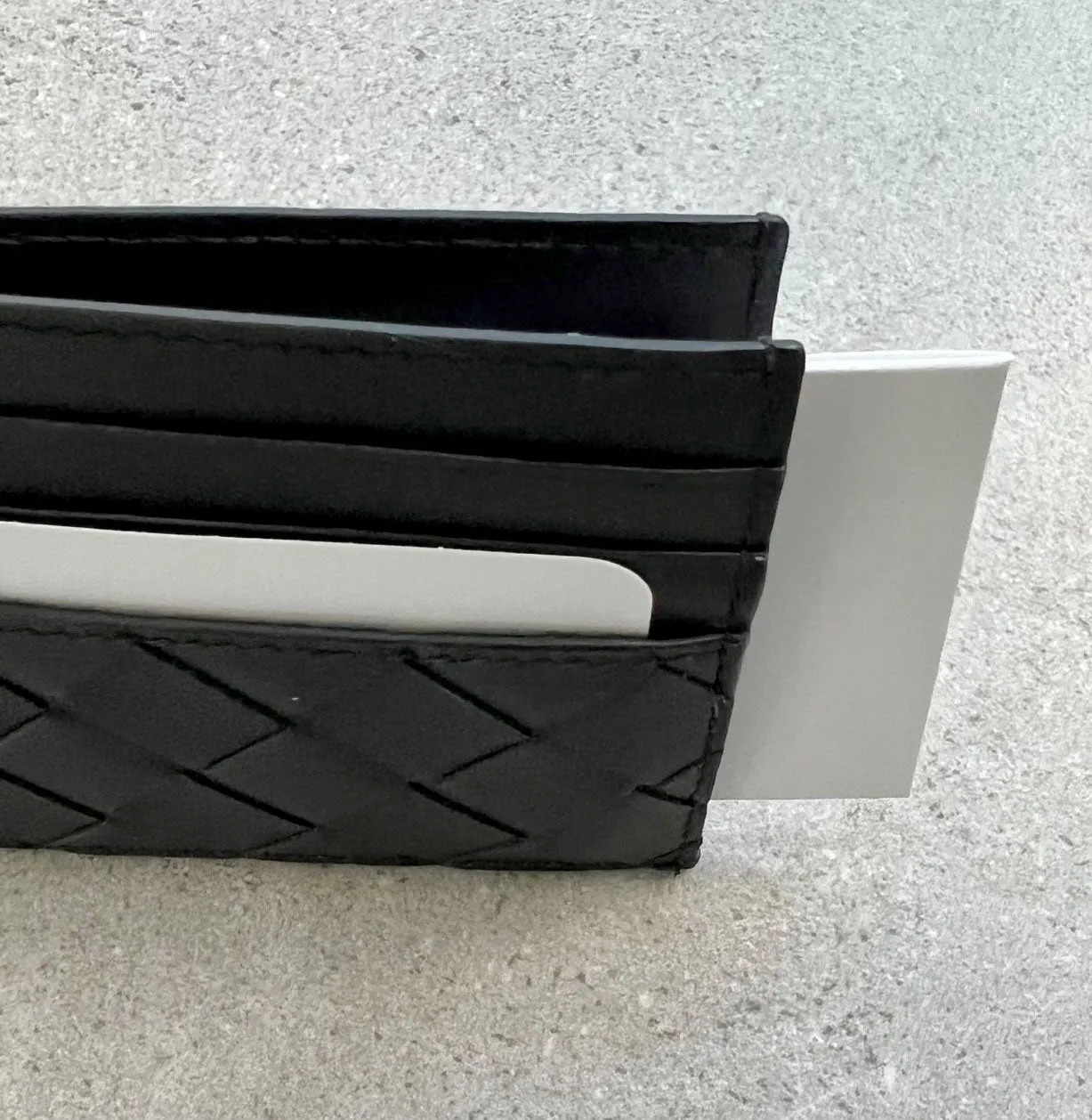 Flat Open Card Holder Intrecciato, Black