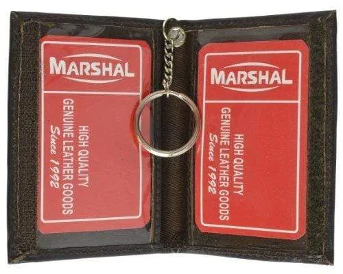 Genuine Lambskin Soft Leather Credit card Id Card Holder with Key Chain by Marshal