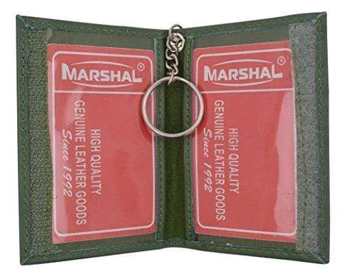 Genuine Lambskin Soft Leather Credit card Id Card Holder with Key Chain by Marshal