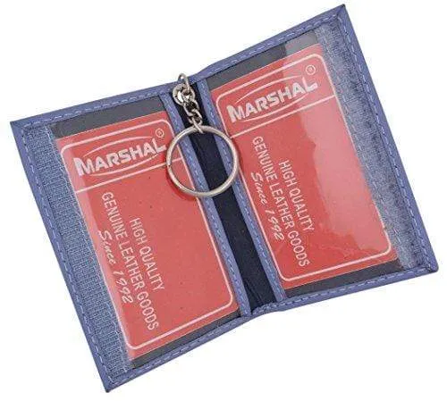 Genuine Lambskin Soft Leather Credit card Id Card Holder with Key Chain by Marshal