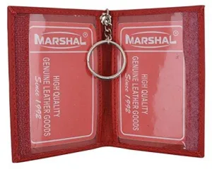 Genuine Lambskin Soft Leather Credit card Id Card Holder with Key Chain by Marshal