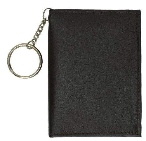 Genuine Lambskin Soft Leather Credit card Id Card Holder with Key Chain by Marshal