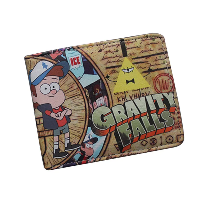 Gravity Falls Wallets Cute Cartoon Wallet For Teenager Boy Girls Leather Money Coin Bag Purse Card Holder Student Wallet 2 Fold