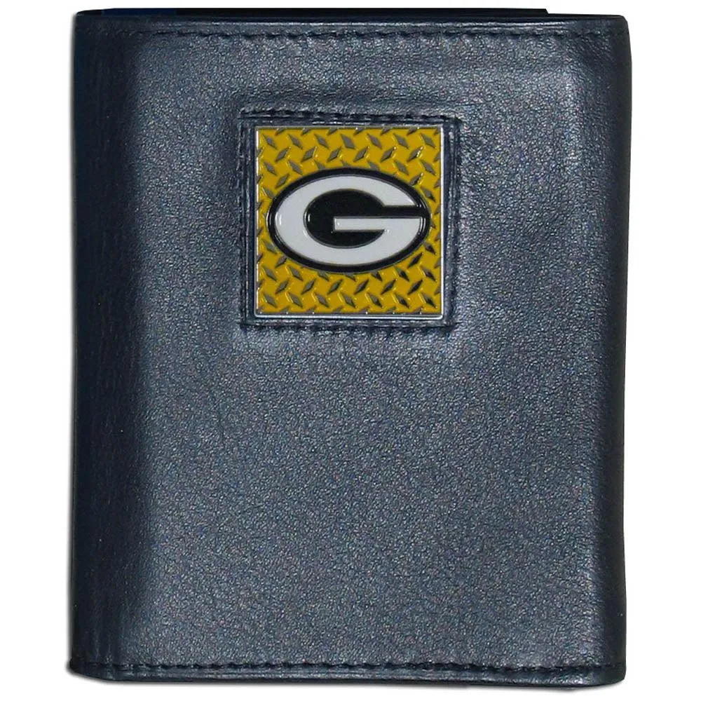 Green Bay Packers Gridiron Leather Tri-fold Wallet Packaged in Gift Box