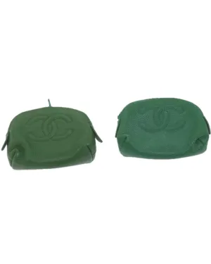 Green Caviar Skin Pouch Set with CC Logo