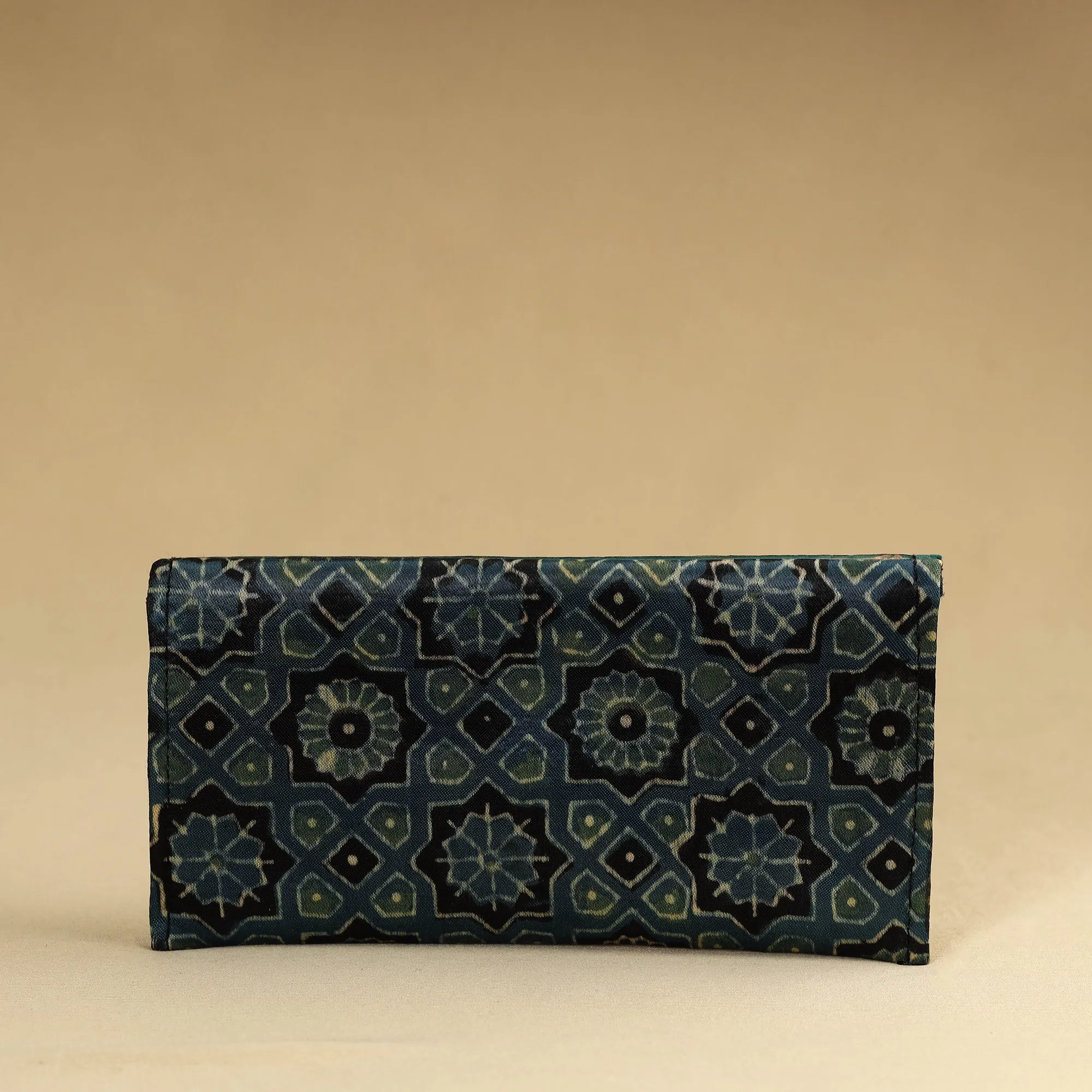 Green - Kutch Embroidery Mashru Silk Handmade Leather Wallet 20