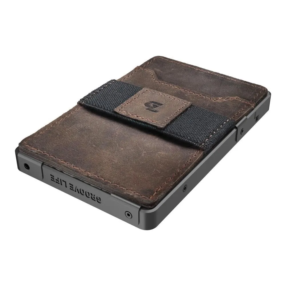 Groove Life Wallet® - Gun Metal Brown Leather