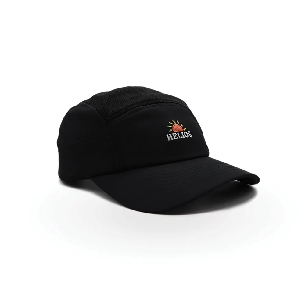 Helios Ultralight 7 Panel Firm Brim Running Cap - Black