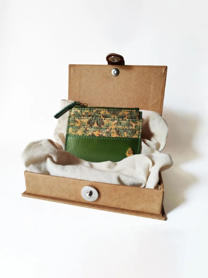 Iris- Cactus Leather & Cork Cardholder (Green)