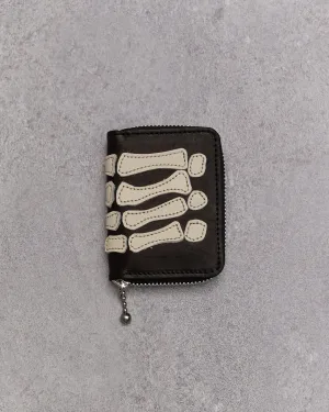 Kapital Thumbs Up Bone Hand Zip Mini Wallet, Black