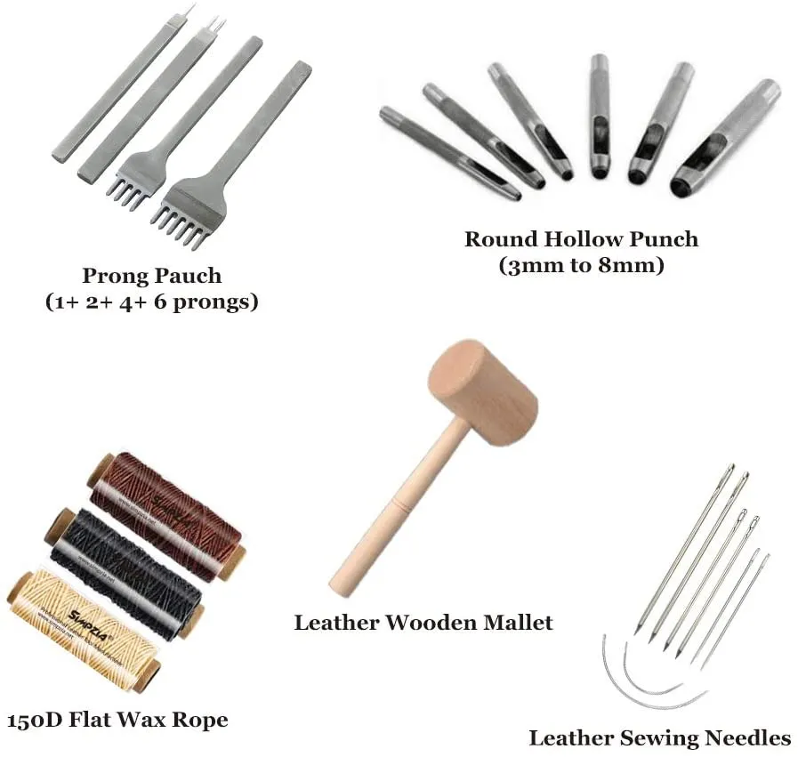 Leather Kit 22 PCS SIMPZIA | Leather Hand Stitching Tools Kit