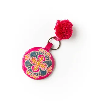 Leather Travel Compact Mirror with Keyring, India