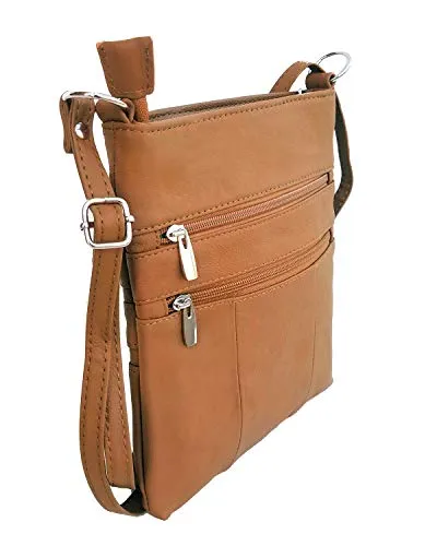 Light Brown Mini Cross Body Purse  Multi Pocket Handbag Designed in the U.S.A.