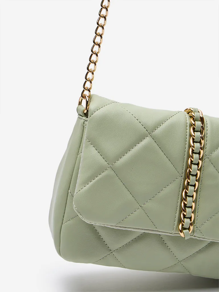 LOV Sage Quilted Gold-Chained Sling Bag