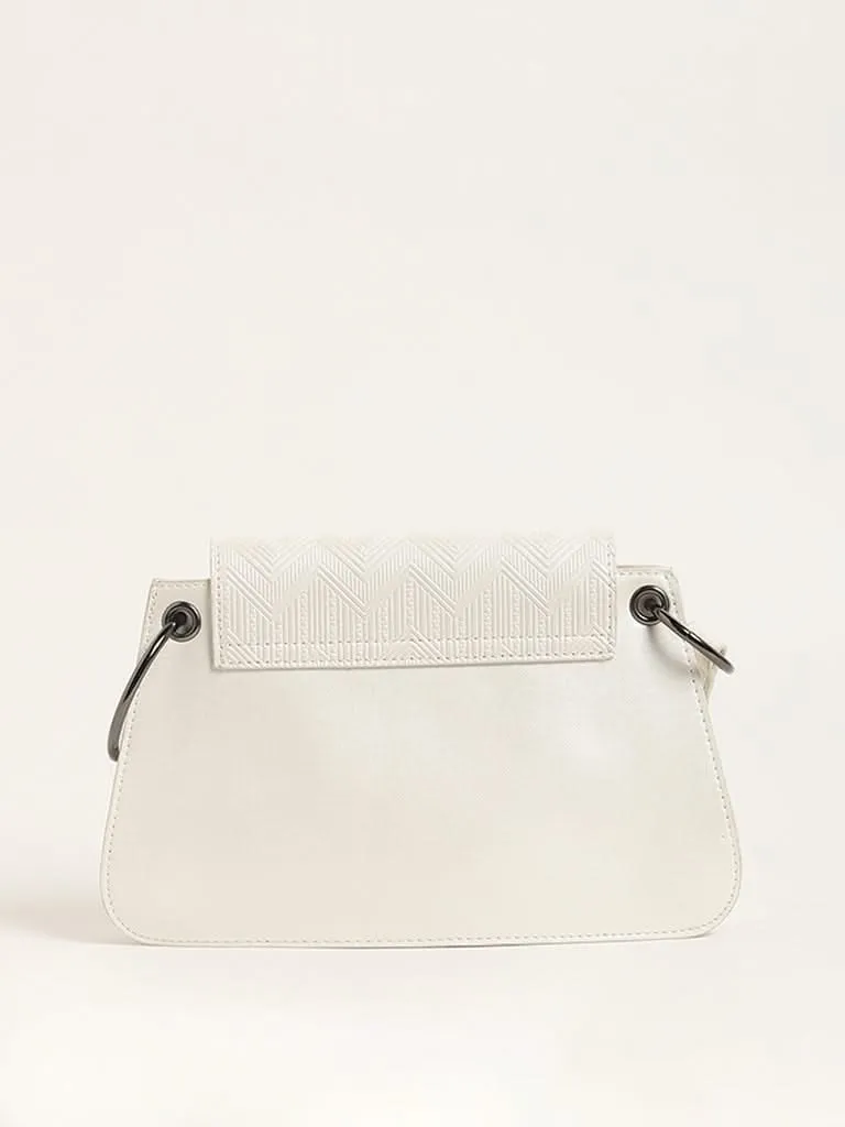 LOV White Chevron Patterned Clutch Bag