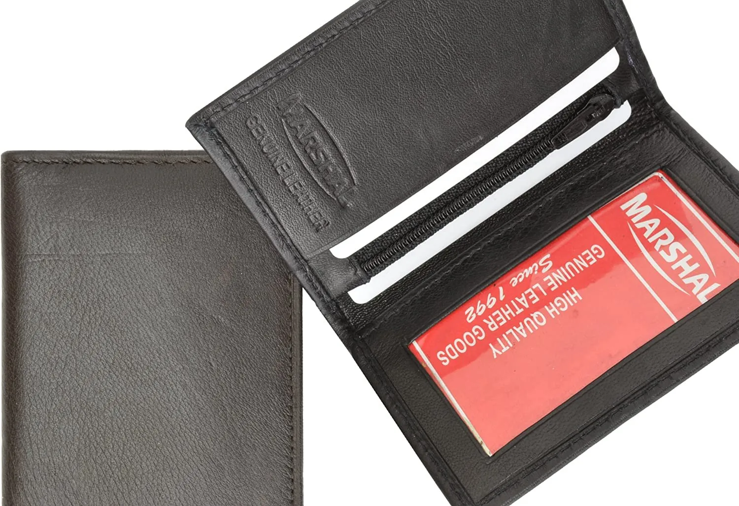 Marshal Men's Credit card Holder with Id Window and Zipper Pouch