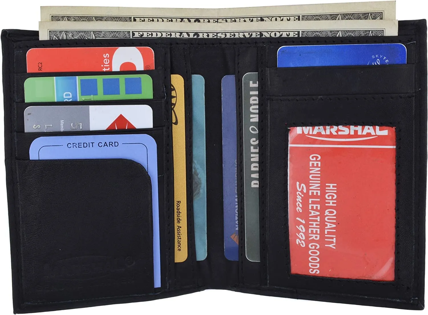 Marshal Top Grain Extra Capacity Leather Bifold Wallet with Credit card Slots