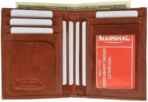 Marshal Top Grain Extra Capacity Leather Bifold Wallet with Credit card Slots