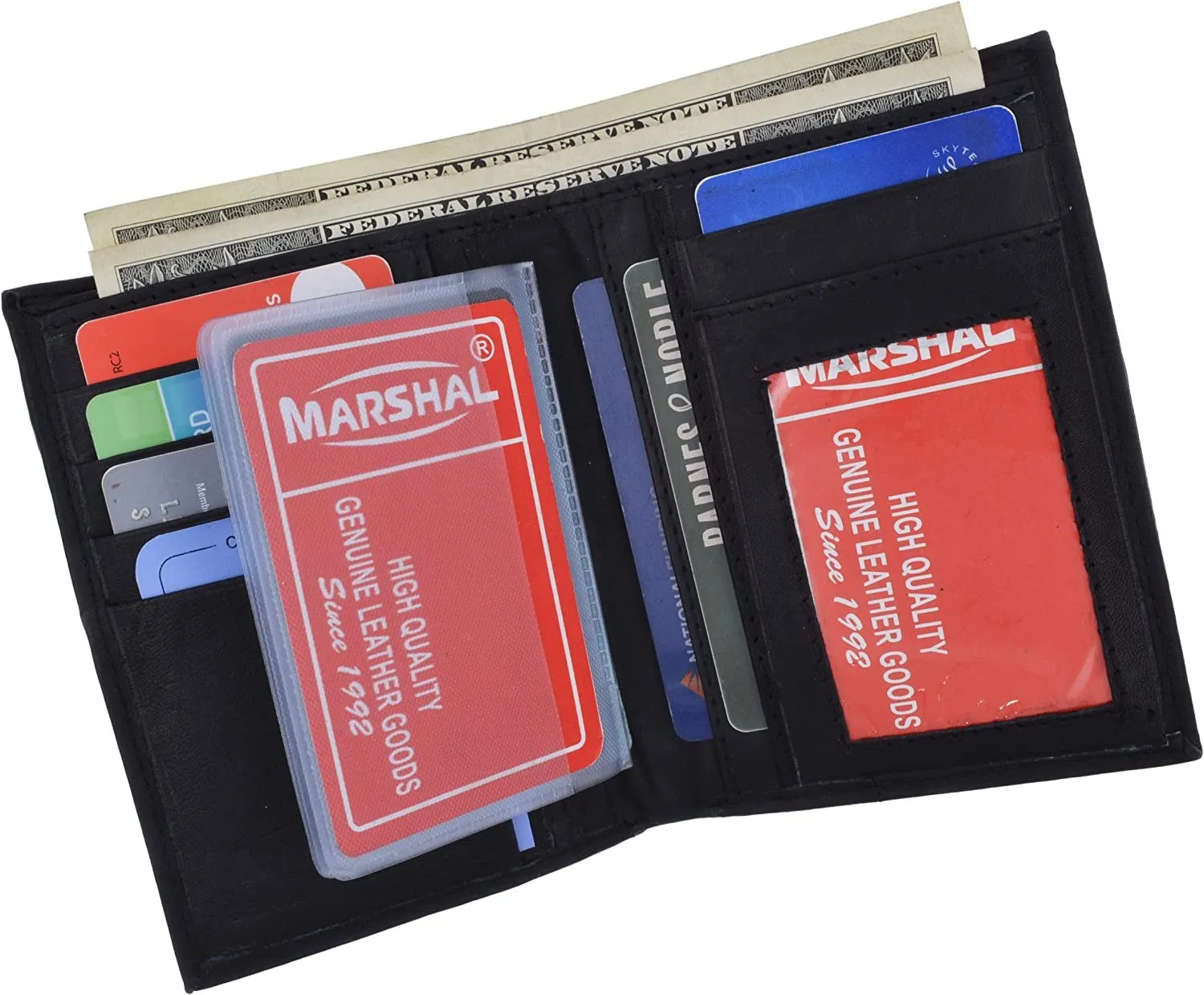 Marshal Top Grain Extra Capacity Leather Bifold Wallet with Credit card Slots