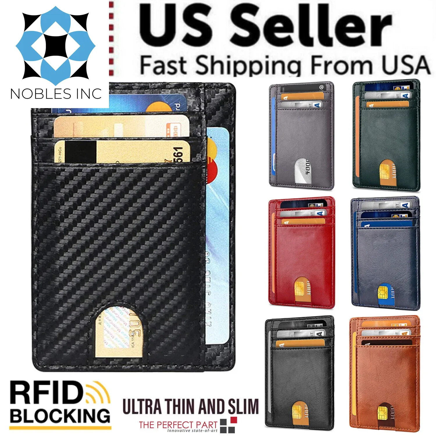 Mens Leather Slim Wallet Credit Card Holder RFID Blocking Pocket ID Money PU USA