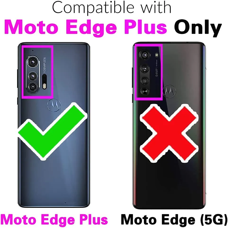 Moto Edge Plus Wallet Case Tempered Glass Screen Protector  Rose Gold