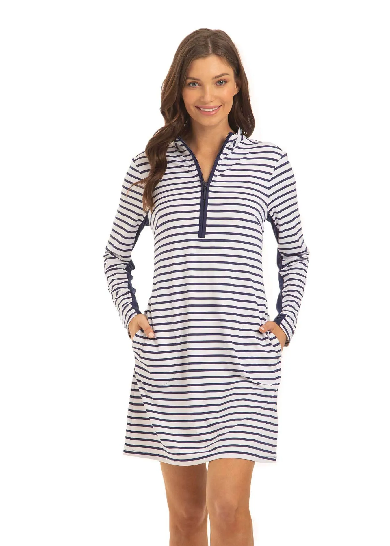 Navy Stripe 1/4 Zip Sport Dress