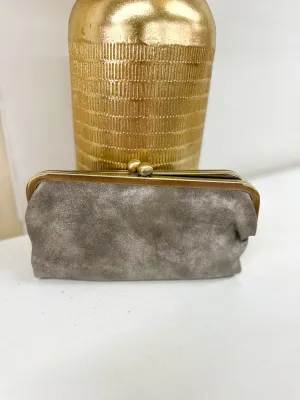 Pewter Karen Kiss Lock Clutch