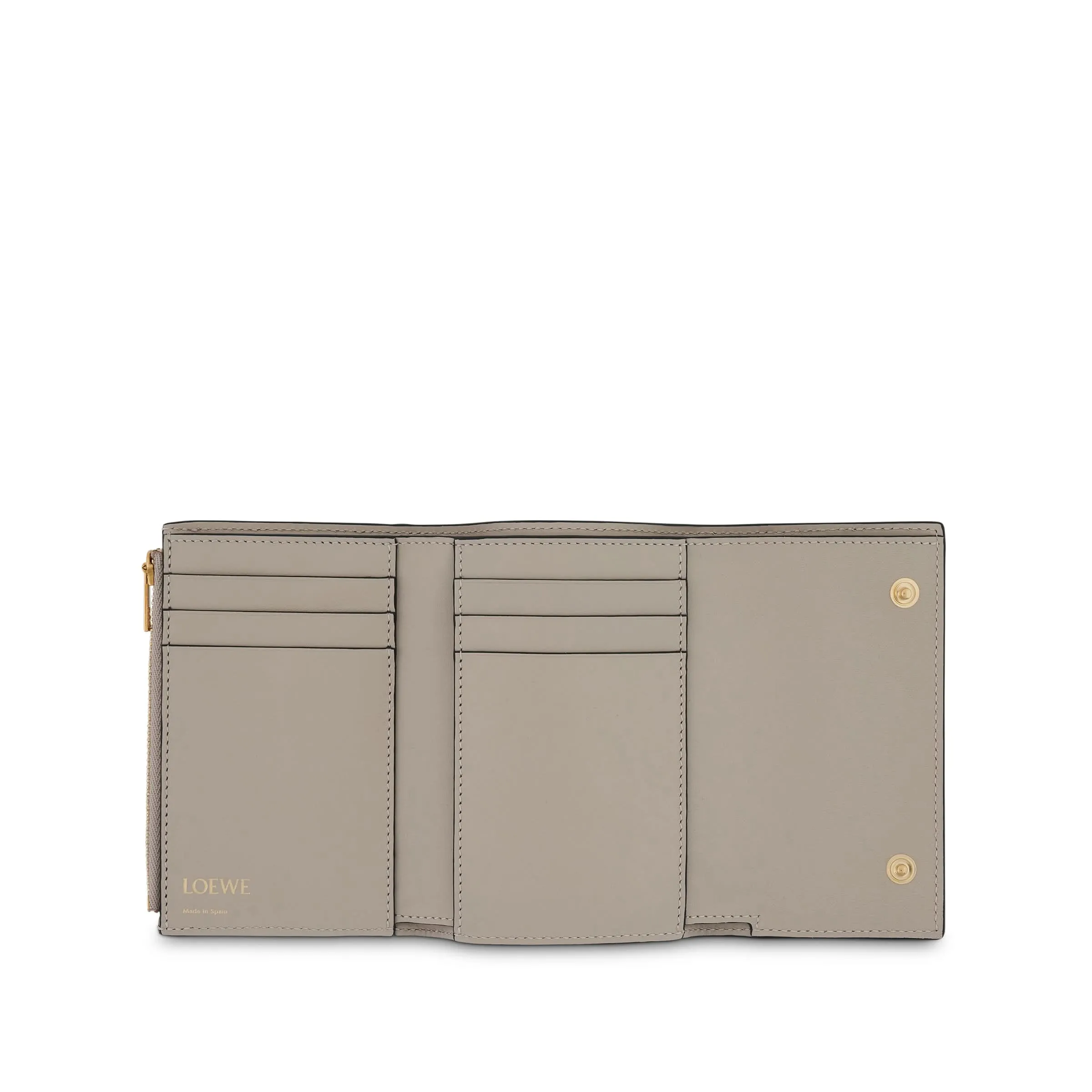 Repeat Small Vertical Wallet in Embossed Calfskin in Light Oat