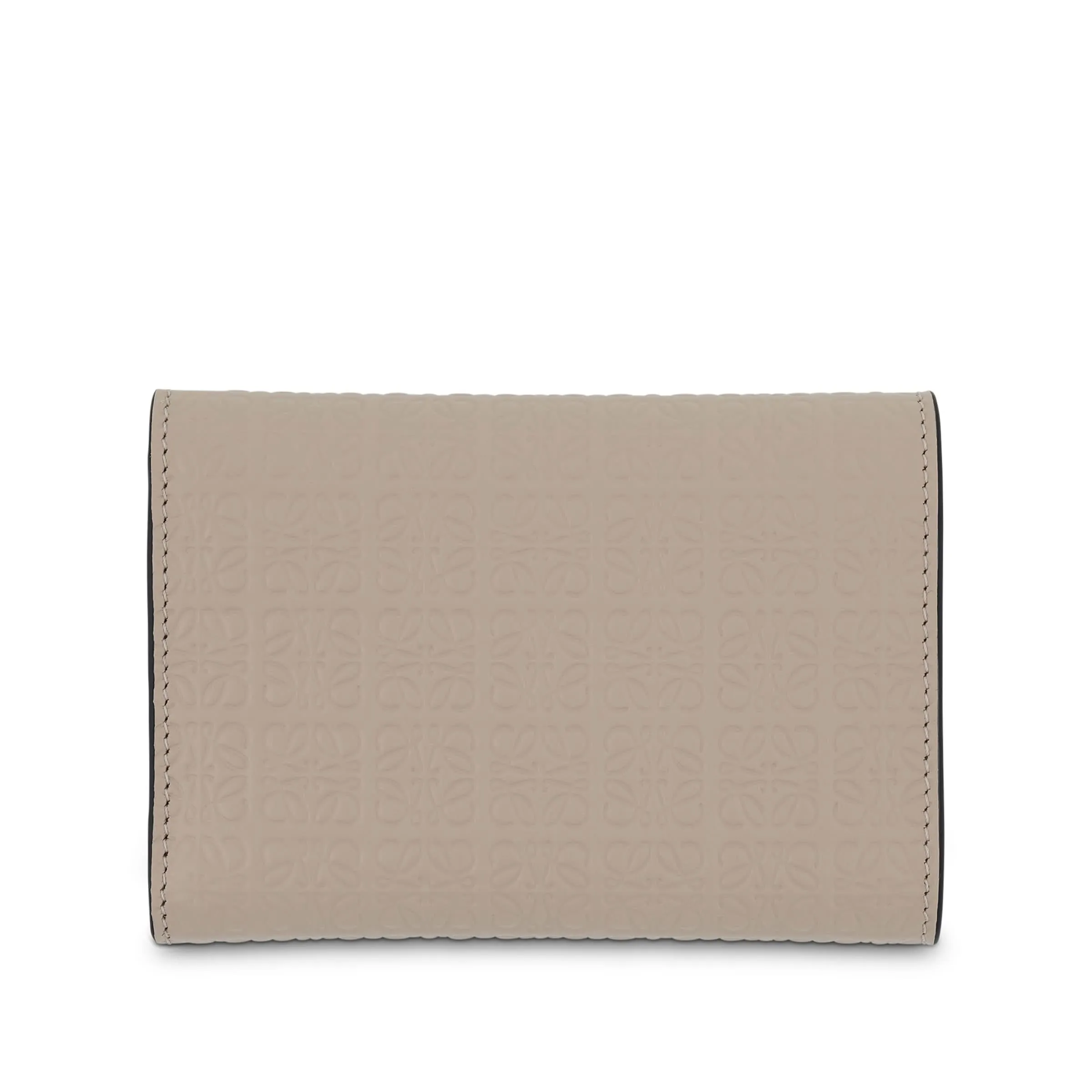 Repeat Small Vertical Wallet in Embossed Calfskin in Light Oat